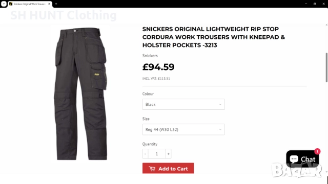 Snickers 3213 Work Trouser размер 50 / M работен панталон W4-454, снимка 2 - Панталони - 51949661