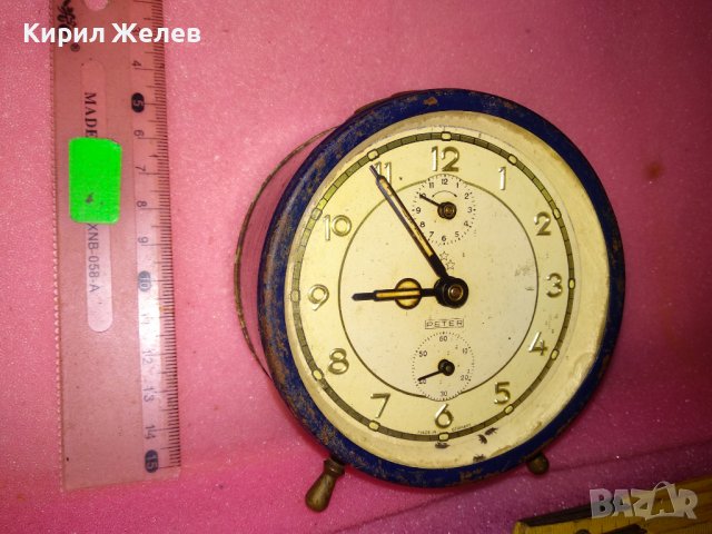 PETER MADE in GERMANY Стар КОЛЕКЦИОНЕРСКИ МЕХАНИЧЕН БУДИЛНИК ВИНТИДЖ МОДЕЛ НЕМСКИ РЯДЪК 43710, снимка 7 - Антикварни и старинни предмети - 44464898