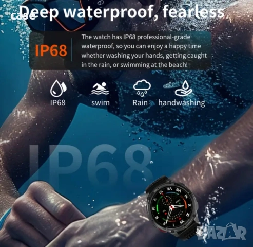 Смарт часовник 1.7инча голям HD дисплей с голяма батерия 1100mah и много функции, снимка 4 - Мъжки - 53873601