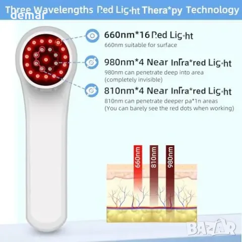 Уред за терапия със студена инфраред светлина (Cold Infrared Light Therapy) Provaib, 3 дължини на, снимка 3 - Медицинска апаратура - 55829677