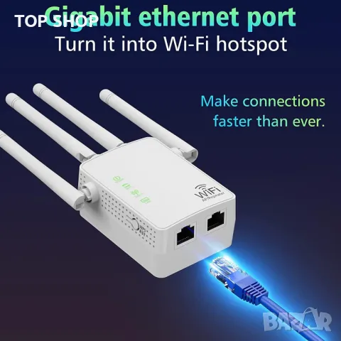 WiFi Extender Усилвател на сигнала до 465 кв.м и 42 устройства, WiFi Range Extender, снимка 3 - Друга електроника - 49546462