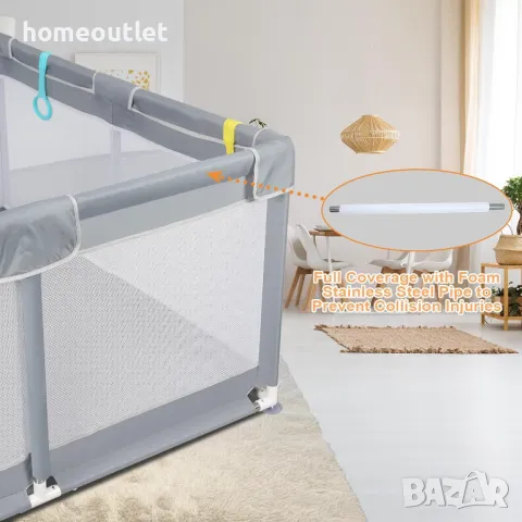 ПРОМОЦИЯ Текстилна детска кошара за игра, с подложка TENCKAT X001TZUW3N, снимка 5 - Кошарки - 48866555