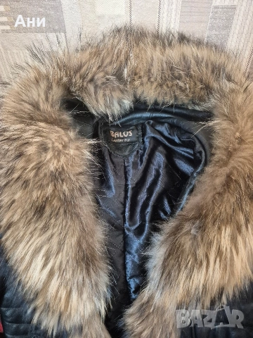 Дамско яке естествена кожа яка и качулка лисица размер L, снимка 2 - Якета - 53519955