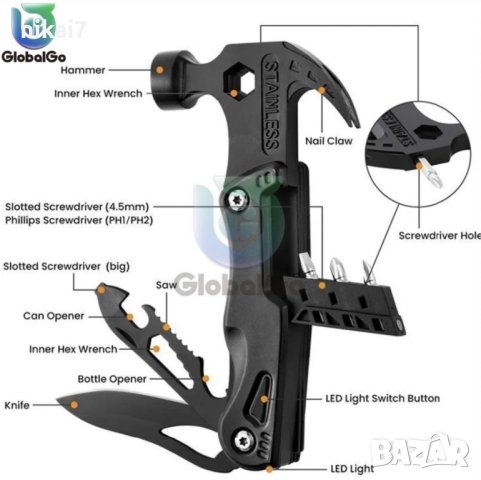 мултитул многофункционален 16в1 важен за къмпинг лов риболов, снимка 3 - Ножове - 42063756