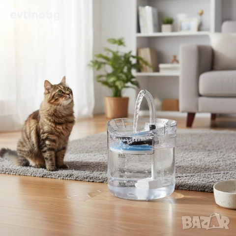 Автоматичен електрически фонтан с функция диспенсър за вода, за домашни любимци, снимка 2 - Други стоки за животни - 53786210