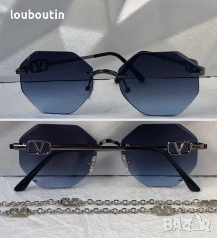 Valentino дамски слънчеви очила Осмоъгълник с верижка синджир, снимка 2 - Слънчеви и диоптрични очила - 41627456