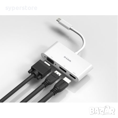 USB Хъб Type C Преобразувател към HDMI/VGA/DisplayPort D-Link DUB-V310 Multifunction Docking Station, снимка 2 - Друга електроника - 36268777