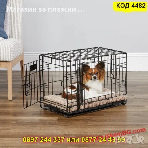 Сгъваема метална клетка за малки кучета и котки – 60x46x51 см - КОД 4482, снимка 4 - Други стоки за животни - 50092091