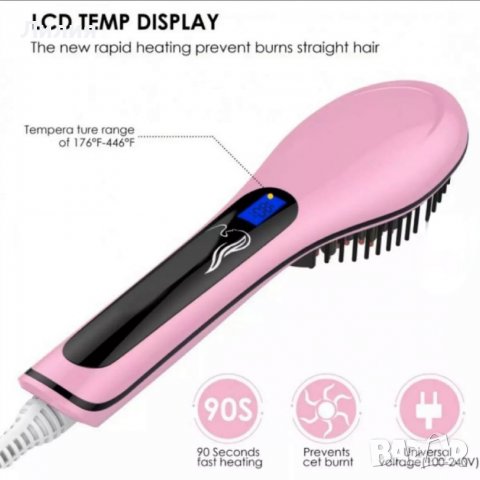 Електрическа четка за изправяне на коса, снимка 2 - Преси за коса - 40065688