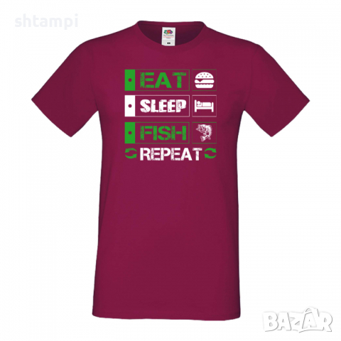 Мъжка тениска Fish 2,Sleep,Fish,Anime,Repeat,Ядене,Спане,Риба,Подарък,Повторение,Празник,, снимка 10 - Тениски - 36418990