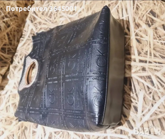 Екстравагантна дълбока черна дамска чанта от изкуствена кожа,с инициали.  НОВА , снимка 7 - Чанти - 52978632