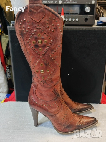 Дамски кожени ботуши с ток тип Western 36 номер 