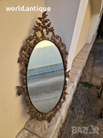 Уникално антикварно френско бронзово огледало 