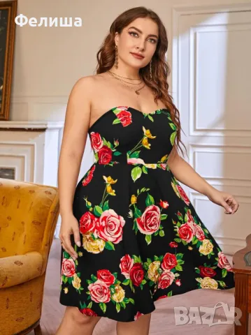 Макси Прекрасна Цветна Рокля с Рози Силно Изразени Цветове , снимка 3 - Рокли - 50125254