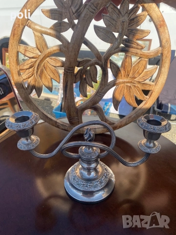посребрен свещник , снимка 2 - Декорация за дома - 52257307