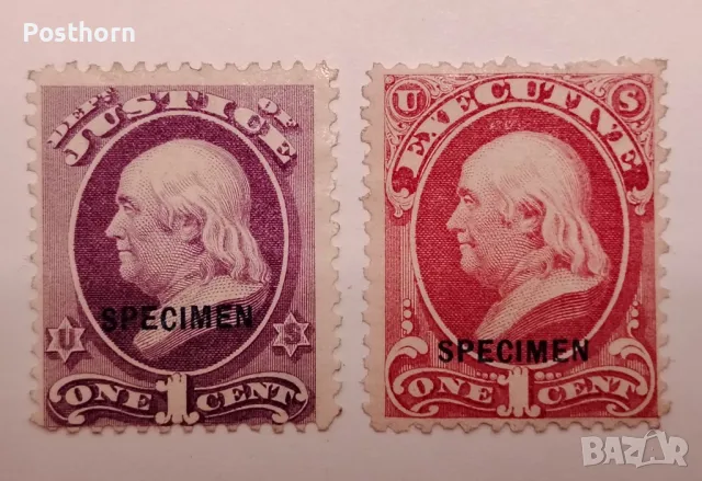 САЩ Бенджамин Франклин 1 цент Спесимен Образец пощенски марки Редки, снимка 1