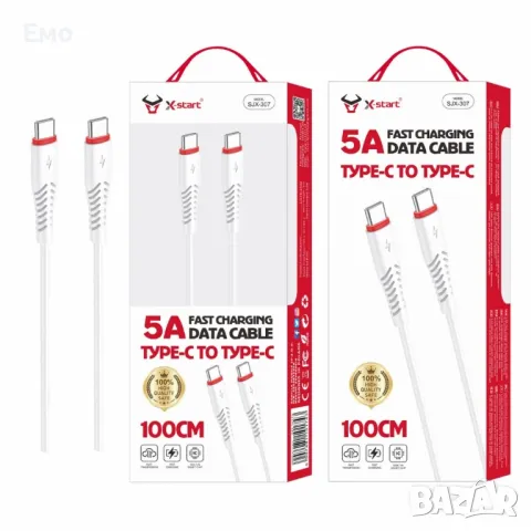 Кабел за бързо зареждане - SJX-307, 5A, Type-C към Type-C, 100cm, снимка 5 - Оригинални зарядни - 48476145