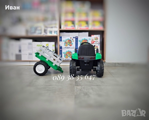 ТОП ЦЕНА!НОВО!Детски акумулаторен трактор с ремарке Dallas GREEN с 12V батерия,дистанционно,USB, снимка 4 - Детски велосипеди, триколки и коли - 52047677