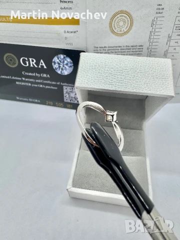 Сребърен пръстен с мойсанит (Диамант) 0.4 карата, снимка 11 - Пръстени - 50813877