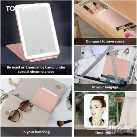 ISFORU LED огледало за грим за пътуване, снимка 6 - Подаръци за жени - 49500431