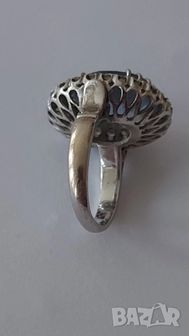 Златен пръстен с аквамарин и брилянти, снимка 4 - Пръстени - 52890239