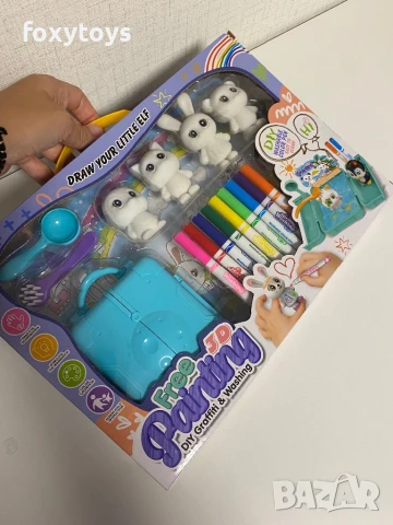 Комплект за оцветяване - 3 в 1 - фигури, куфарче, флумастери, снимка 3 - Образователни игри - 51187721