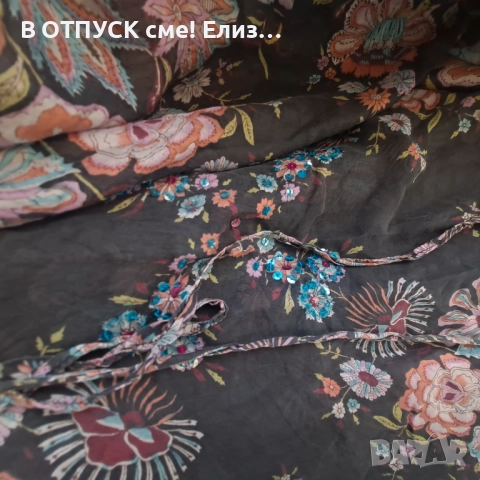 Паеро, туника, плажна риза от 100% коприна, флорална, снимка 9 - Ризи - 51488110