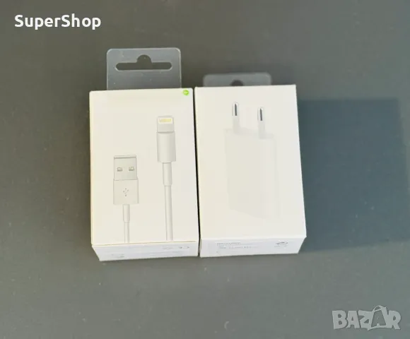   Комплект Кабел и Адаптер зарядно за iPhone 5 5s 6 6s 7 plus x 8 11 +