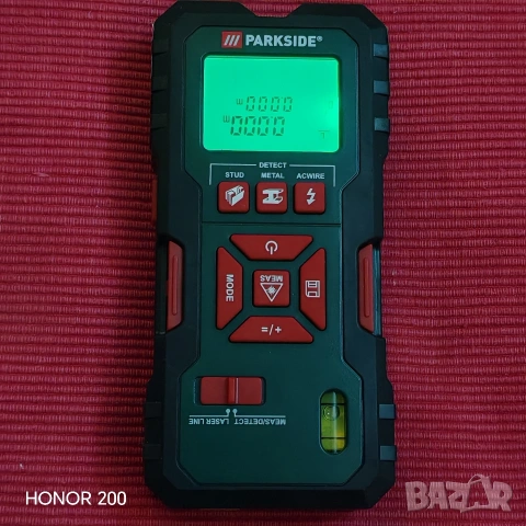 Детектор 5 в 1 Parkside, за метали, електричество, дърво, тръби, лазерен далекомер 0.6-16м. 