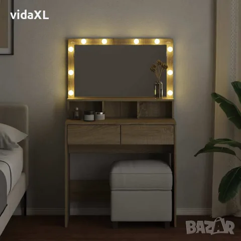 vidaXL Тоалетка с LED, дъб сонома, 80x41x134,5 см, снимка 3 - Тоалетки - 56148278
