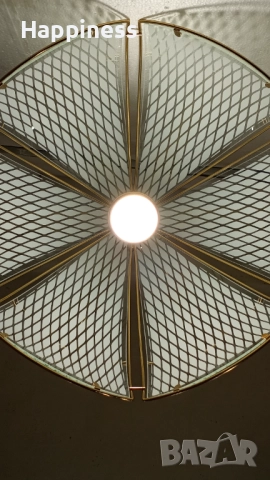 Абажур (Полилей) метален с 6 стъкла и Нова LED крушка Е27 9W 4000K, снимка 8 - Лампи за таван - 52304142