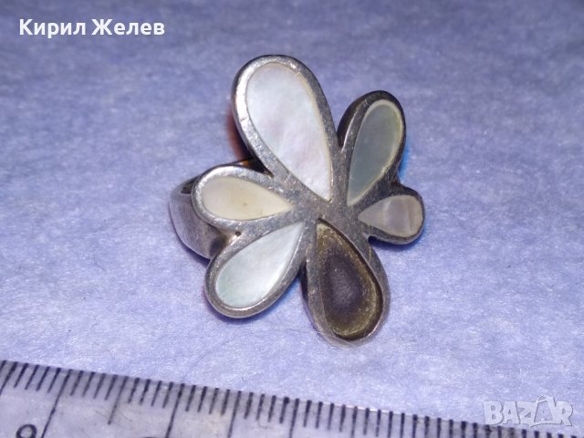 ВЕЛИКОЛЕПЕН ФЛОРАЛЕН СЕДЕФЕН СРЕБЪРЕН ПРЪСТЕН ЦВЕТЕ СРЕБРО 925 ИНКРУСТИРАН с ПОЛИРАН СЕДЕФ 13771, снимка 6 - Пръстени - 41741462
