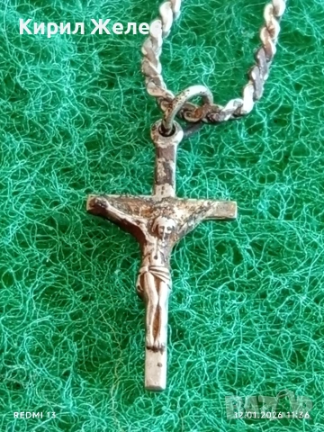 Сребърна верижка плетка тип Змийска кожа с кръст разпятие Христово 52771, снимка 7 - Колиета, медальони, синджири - 53070714