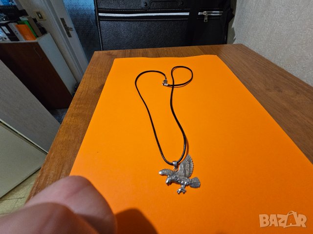 Муска амулет сребърен медальон с орел  и вързанка мотор рокер сребро