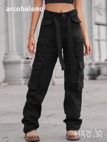Модни дамски карго панталони с много джобове, 4цвята - 023, снимка 4 - Панталони - 41776112