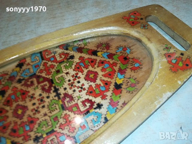 РЕТРО ПОДНОС ДЪРВО И СТЪКЛО 44Х15СМ 2806231700, снимка 6 - Антикварни и старинни предмети - 41385092