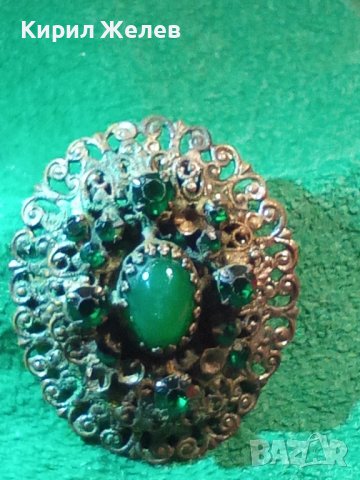 СТАРИННА АРТ ДЕКО БРОНЗОВА ПОСРЕБРЕНА СКЪПОЦЕННА БРОШКА с ПЕРИДОТ-  ОЛИВИН и ЗЕЛЕН АХАТ 25073, снимка 16 - Антикварни и старинни предмети - 34529608