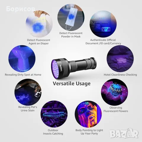  LEORO-ултравиолетов LED фенер (LED UV Flashlight) , снимка 6 - Друга електроника - 55897931