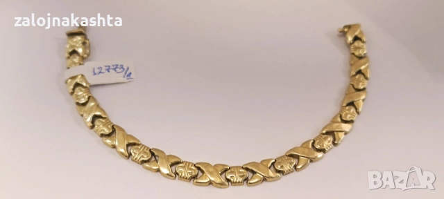 Златна Мъжка гривна-12,43гр/14кр, снимка 4 - Гривни - 53564361