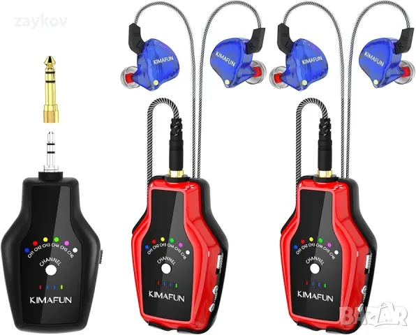 KIMAFUN Безжична система за слушалки за поставяне в ушите за сценично изпълнение, китарен усилвател