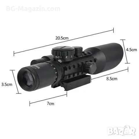 Оптика с лазер M9 3-10×42 бързомер прицел оптически тактически мерник за лов еърсофт въздушна пушка, снимка 3 - Оборудване и аксесоари за оръжия - 51051740