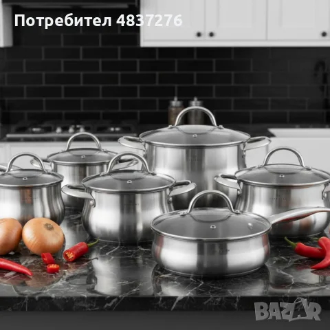 Комплект съдове за готвене от неръждаема стомана, снимка 3 - Съдове за готвене - 56138389