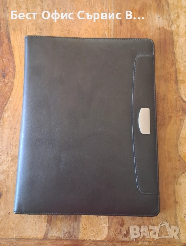 папка луксозна със соларен калкулатор Mline кожена черна A4 , снимка 2 - Ученически пособия, канцеларски материали - 52586542