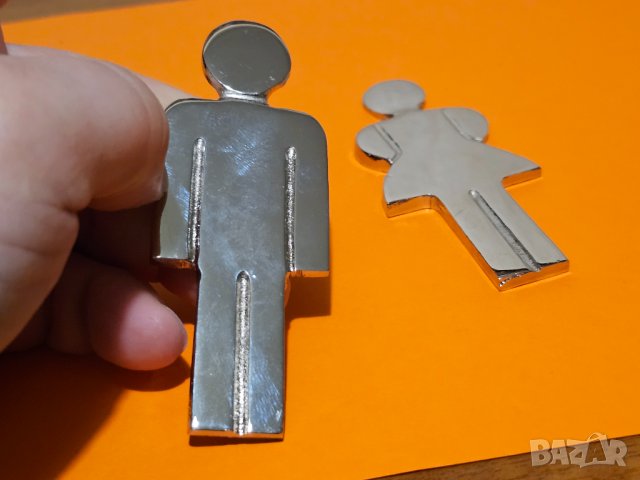 Комплект солидни никелирани табели за тоалетна ЖЕНИ МЪЖЕ , табели за съблекалня ЖЕНИ МЪЖЕ  WC, снимка 3 - Антикварни и старинни предмети - 44165866