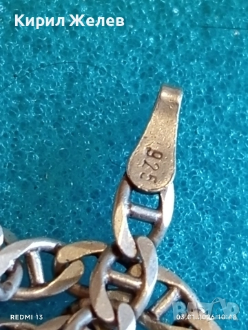 Сребърен ланец плетка тип МАРИНЕР с закопчалка тип Омар майсторска ръчна изработка 36153, снимка 12 - Колиета, медальони, синджири - 52961302