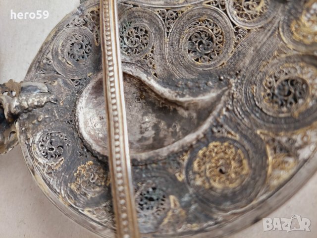 RRR Антикварни стари пафти сребро позлата филигран емайл изумруд 18 век, снимка 12 - Антикварни и старинни предмети - 42550733