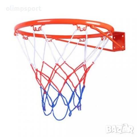 Баскетболен кош ринг с вътрешен диаметър 45 см и мрежа. Комплектът включва болтове за монтаж. 
