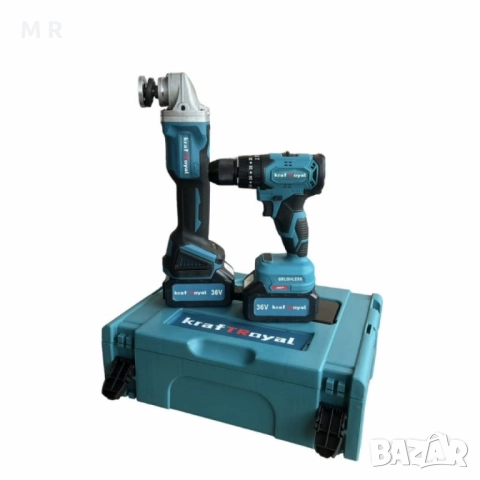 комплект винтоверт и ъглошлайф, снимка 4 - Куфари с инструменти - 52490726