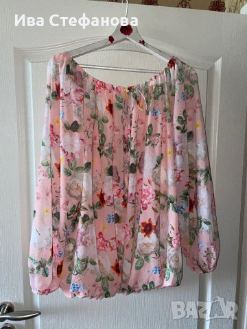 Нов ефирен топ блуза с дълъг ръкав цветя флорален принт ХЛ /2ХЛ , снимка 2 - Блузи с дълъг ръкав и пуловери - 41330456