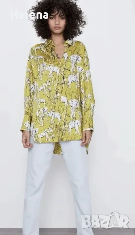 Oversize риза Zara с принт на слонове